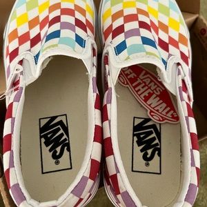 VANS Classic Slip On Checkerboard Rainbow Casual Unisex Sneakers